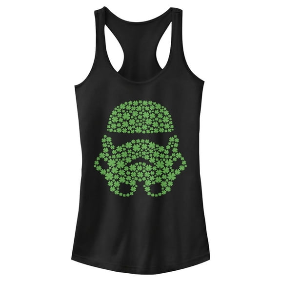 Junior's Star Wars St. Patrick's Day Shamrock Stormtrooper  Racerback Tank Top Black X Small