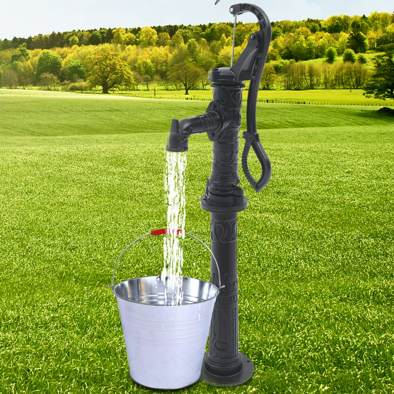 Miumaeov Hand Water Pump with Base Cast Iron Well Water Pitcher Press  Suction Outdoor Yard Ponds Garden 19.69ft Suction Range for Farm Irrigation