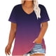 thumbnail image 1 of Camiseta de Base de Impresión de Manga Corta con Cuello en V para las Mujeres, Más Tamaño Estante de Imitación Casual Superior, 1 of 9
