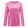 thumbnail image 4 of Besolor Women's Vintage Velvet Crewneck Long Sleeve Tunic Tops Blouse Velour Pullover Elegant Casual Solid Color Shirts Tees, 4 of 8