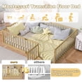 thumbnail image 2 of Sesslife Full Size Floor Bed with High Fence & Door, Wood Toddler Bed with Salts and 21.5” Safety Guardrails, Montessori Floor Bed, Full Bed Frame for Kids Boys Girls, No Box Spring Needed, Natural, 2 of 6
