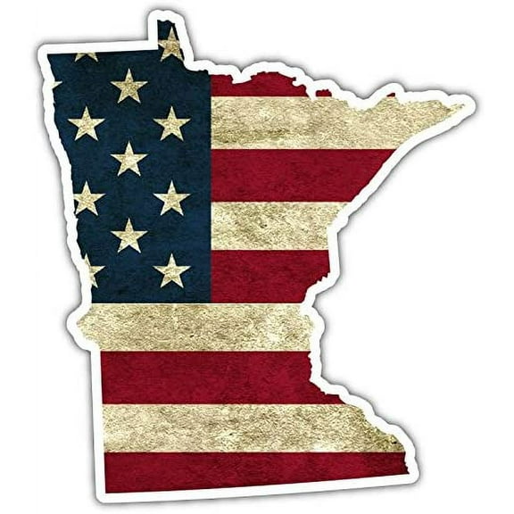 Minnesota State Shaped American Flag Pro US Vinyl Bumper Sticker Decal 4"X 5"