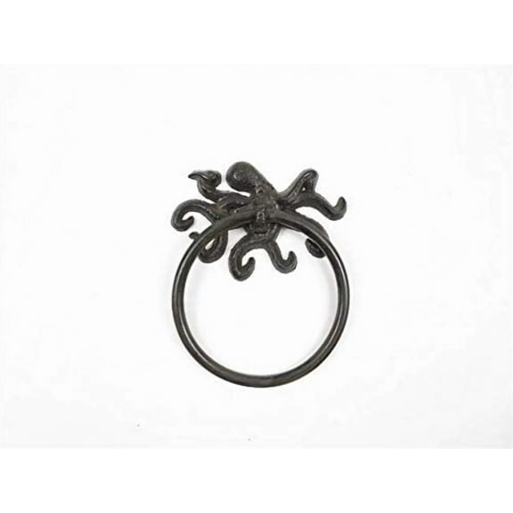 Hampton Nautical Cast Iron Octopus Towel Holder 6" ‚Äì Vintage Wall Decor ‚Äì Beach Living