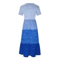thumbnail image 4 of Robe à Manches Courtes pour Femmes Imprimée Col Rond Robe d'Été, Taille Réelle Polyester pour Usage Quotidien et Fête, 4 of 5