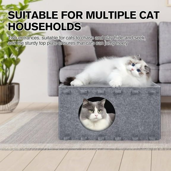 Bed for Indoor Cats, Large & Multiple Cats, Scratch Resistance, Peekaboo Hideaway, 22x14.2x12 Inch, Gray - Dog Bed