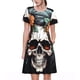 thumbnail image 1 of Disketp Flower Horn Skull para Vestido de Manga Corta para Mujeres, Vestidos de Verano para Mujeres, Casual y Holgado para la Playa, 1 of 6