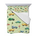 thumbnail image 7 of Quilts Twin-XL Size Bedding Set, Green Cartoon Truck Lightweight Quilted Comforter, Funny Cute Colorful Car Tree Polka Dot Soft Bedspread Coverlet with Pillow Covers for All Season, 68" x 98", 7 of 7