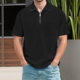 thumbnail image 2 of Aihuaihua Men's T Shirts Henley Short Sleeve Athletic Fit 1/4 Zip up Collared Everyday T-Shirt Regular Version Clothes Men Black XL, 2 of 5