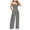 Grey, variant on Women Solid Ruffle Lace Sleeveless Lace-Up Jumpsuit - Medium Length Straight Trousers, Polyester Spandex, Suitable for Party/Vacation, Heels/Sneakers