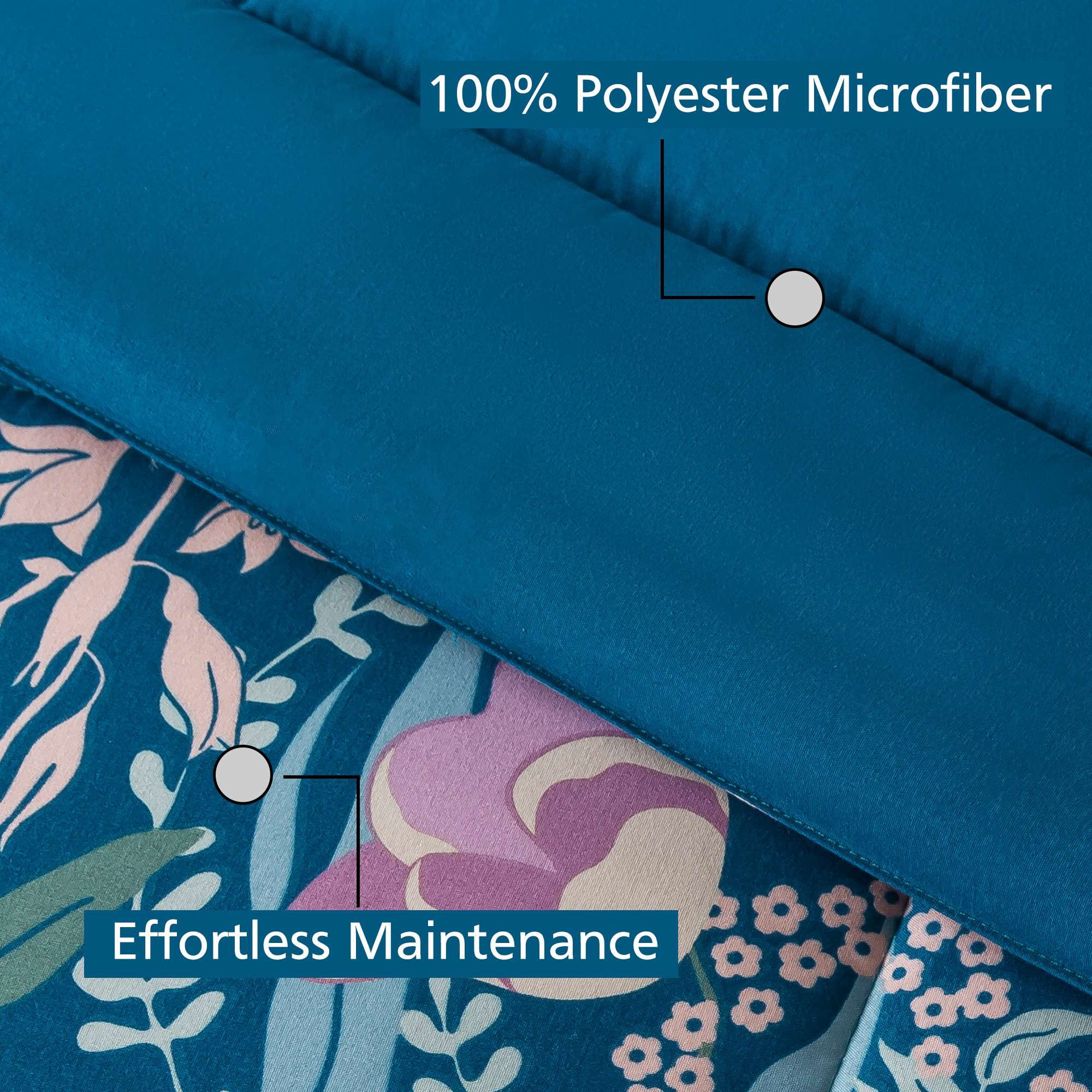 Mainstays Reversible Bed-in-a-Bag Comforter and Sheet Set, 7-Piece, Full, Blue Floral