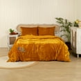 thumbnail image 2 of Ultra-Luxe Crushed Velvet Duvet Cover, Boho Bedding UO Comforter Bedding Donna Cover, 3 Pcs Set Gold Mustard Duvet Set, Velvet Bedding Set, 2 of 5