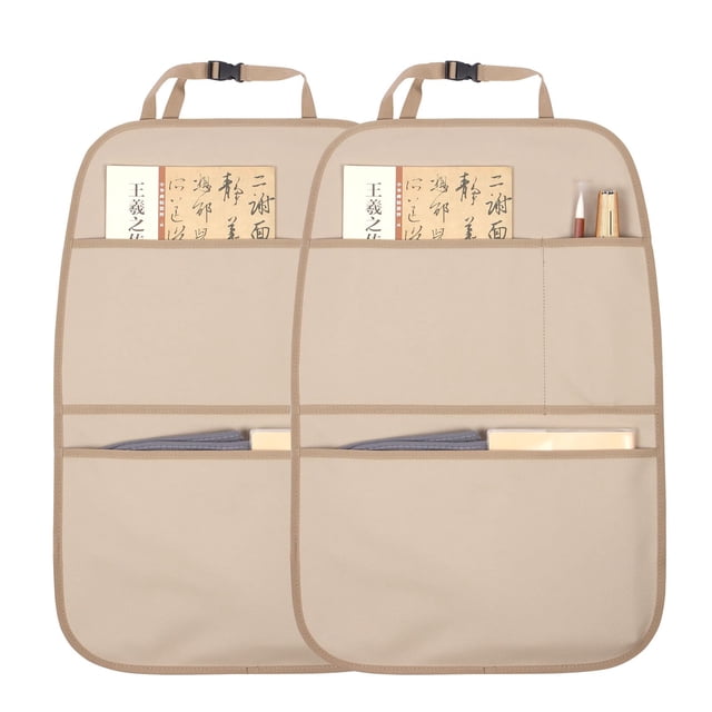 Organizador de asiento trasero Pefirst para coche Kick Mat, impermeable, color beige, paquete de 2