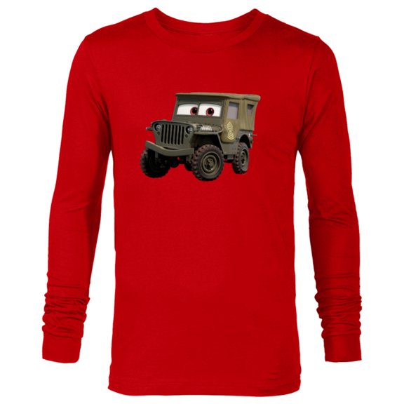 Disney PIXAR Cars Sarge 1942 Jeep Veteran’s Day - Long Sleeve T-Shirt for Men - Customized-New Red