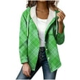 thumbnail image 2 of Gamivast Plaid Jackets for Women Trendy Hooded Button up Coat Lightweight Long Sleeve Casual Shacket Jacket Holiday Travel Outerwear with Chest Pocket, 2 of 7