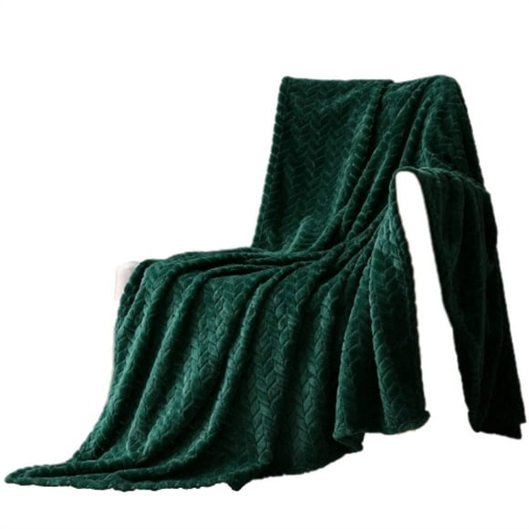 HJQEQVD Minky Blankets Large Flannel Throw Blanket Jacquard Weave Leaves Pattern Blanket for Office 127*178 cm