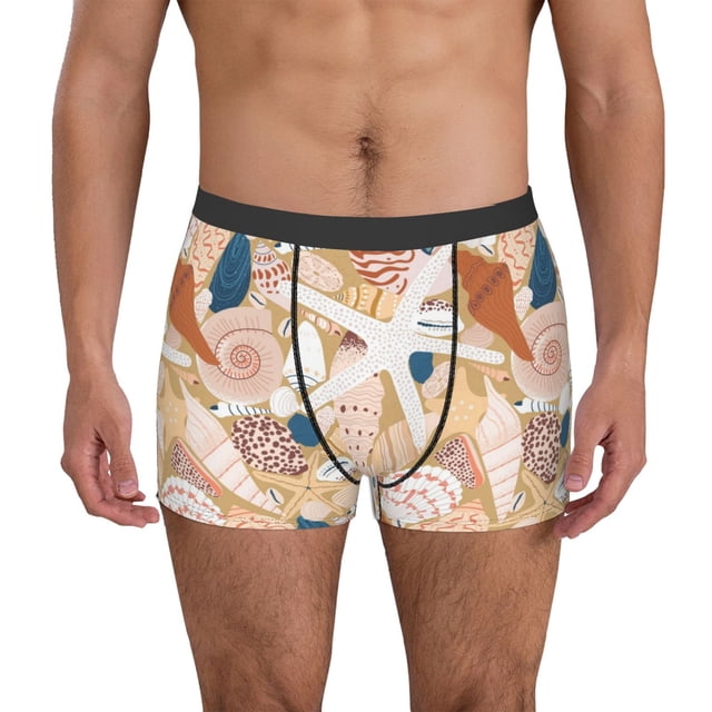 Balery Tropical Beach Sea Shell Calzoncillos bóxer para hombre, ropa interior de algodón suave y transpirable con cinturilla de nailon-XX-Large