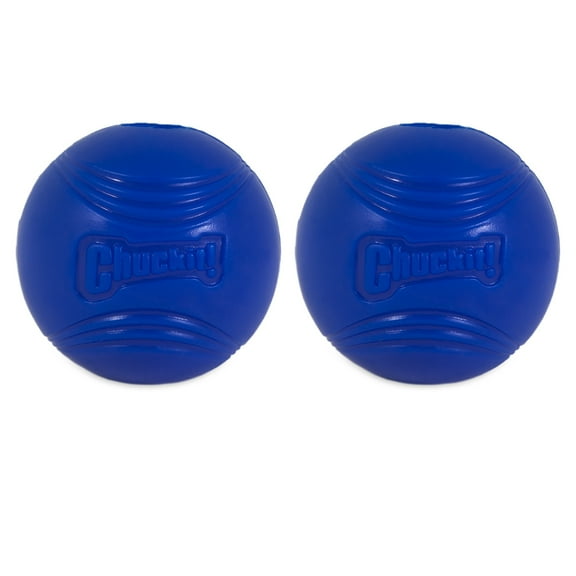 Chuckit! Crunch Ball Rubber Dog Ball Fetch Dog Toy, Blue, Medium 2.5", Pack of 2