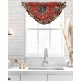 thumbnail image 4 of Waterfall Valances for Windows, Red Bohemian Kitchen Sheer Valance Curtains, Boho Flower Abstract Modern Retro Art Rod Pocket Elegant Swag Valances for Living Room Bedroom, 47.2"x38.5", 1 Panel, 4 of 8