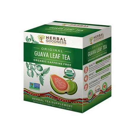 Guava Leaf Tea - 24 Teabags - Blood Sugar Level Support - 100% USDA Organic, Non-GMO Project Verified, Kosher - By Herbal (Best Herbal Tea For High Blood Pressure)
