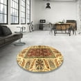 thumbnail image 4 of Ahgly Company Machine Washable Indoor Round Abstract Chrome Gold Yellow Area Rugs, 3' Round, 4 of 7