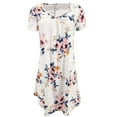 thumbnail image 4 of Lolmot Rompers for Women Summer Dressy Plus Size Sexy Dress Floral Print Short Sleeve V-Neck Swing Dress, 4 of 4
