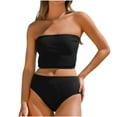 thumbnail image 5 of OSFVNOXV High Waisted Swimsuits for Women 2-Piece Bathing Suit Strapless Bandeau Tankini Top Seamless Longline Bra and Hipster Swimwear Bottom Mothers Day Gifts, 5 of 6
