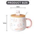 thumbnail image 2 of Linda taza de gato con tapa, regalo, taza de café de cerámica de 400 ml con cuchara y posavasos, taza de café, té, cacao de Navidad, dulce regalo de cumpleaños para novia., 2 of 5