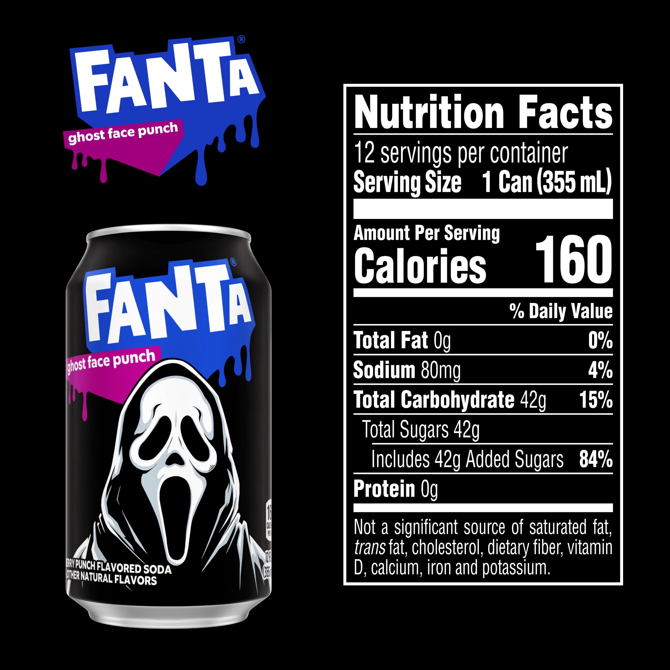 Fanta Ghost Face Punch Soda Pop Fridge Pack Cans, 12 fl oz, 12 Pack