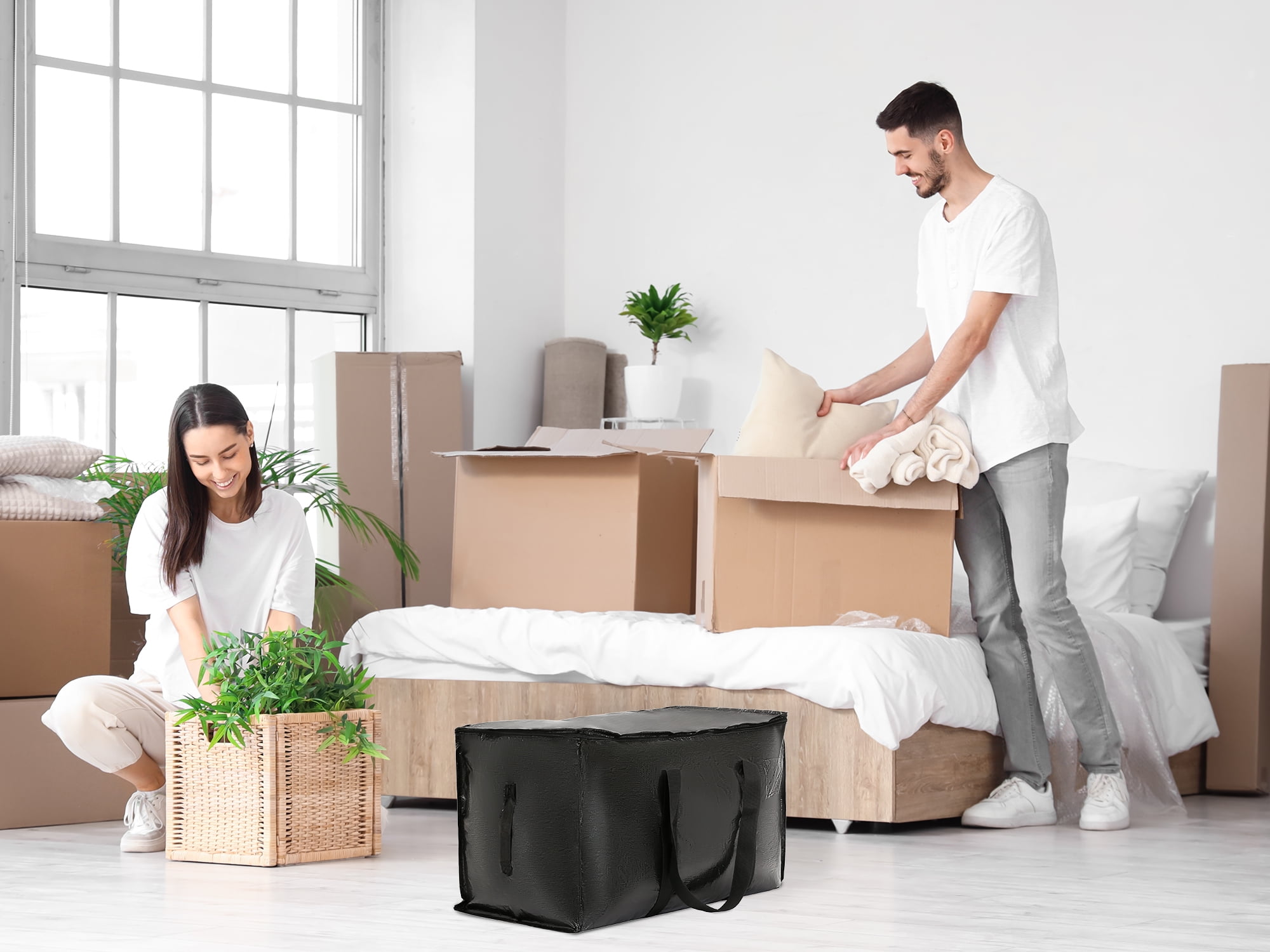 Unique Bargains 1 Pack Clothes Storage Bags Moving Bags Black 27*14*15in