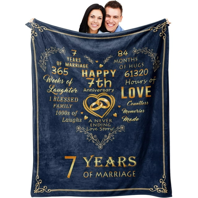 LHSHID 7 Year Anniversary Wedding Gifts for Him Her Copper Gifts for 7th Anniversary Blanket 7th Anniversary Wool Gifts for Couple Husband Wife 7 Years of Marriage Gifts for Men Women 30"x40"