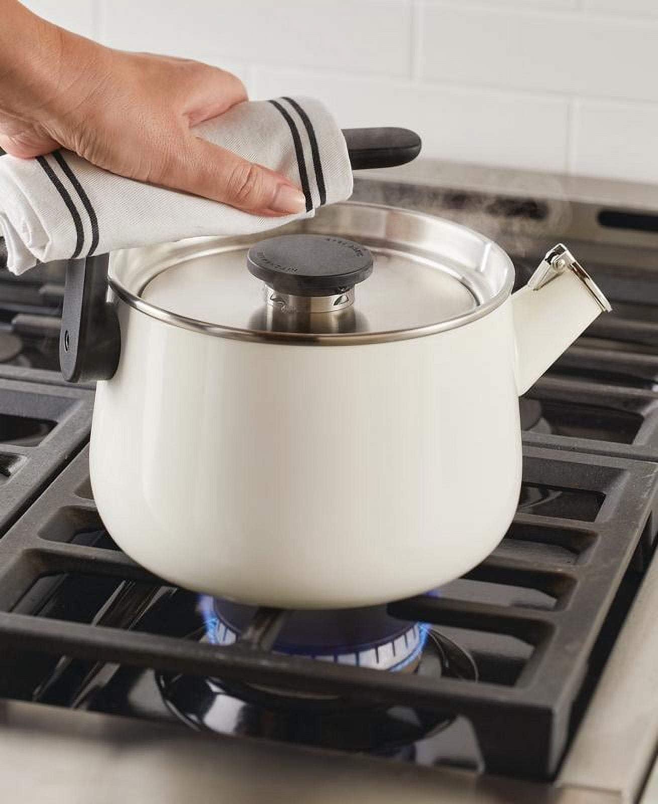 KitchenAid Enamel-on-Steel 2 Quart Teakettle, Induction Compatible, White