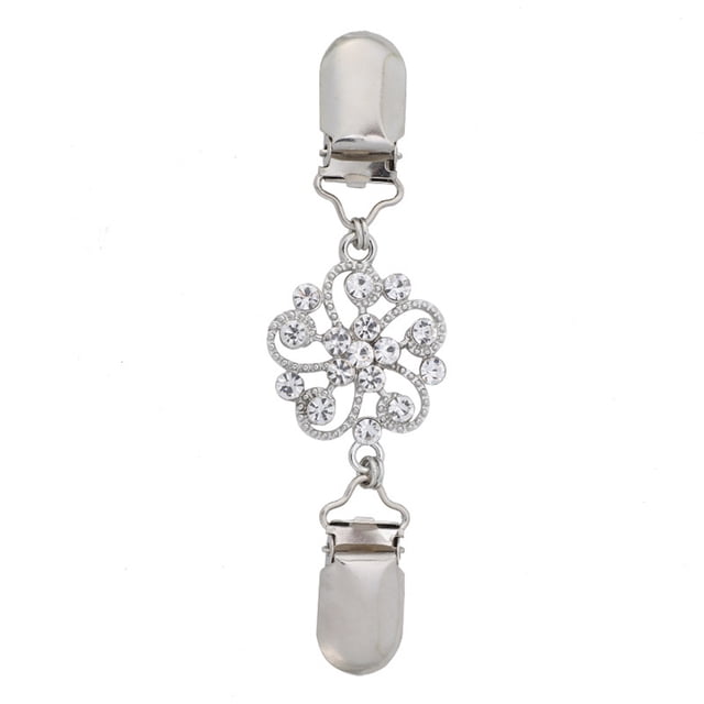 Guardurnaity Clip para bufanda Flores plateadas Clips para suéter con diamantes de imitación Ropa Esmalte Broche Titular Accesorios para el día de San Accesorios de disfraces Guardurnaity AP008840-00