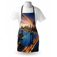 thumbnail image 3 of Landscape Apron American City Sunset Over Manhattan and Brooklyn Bridge Cityscape Picture Print, Unisex Kitchen Bib Apron with Adjustable Neck for Cooking Baking Gardening, Gold Navy, by Ambesonne, 3 of 3