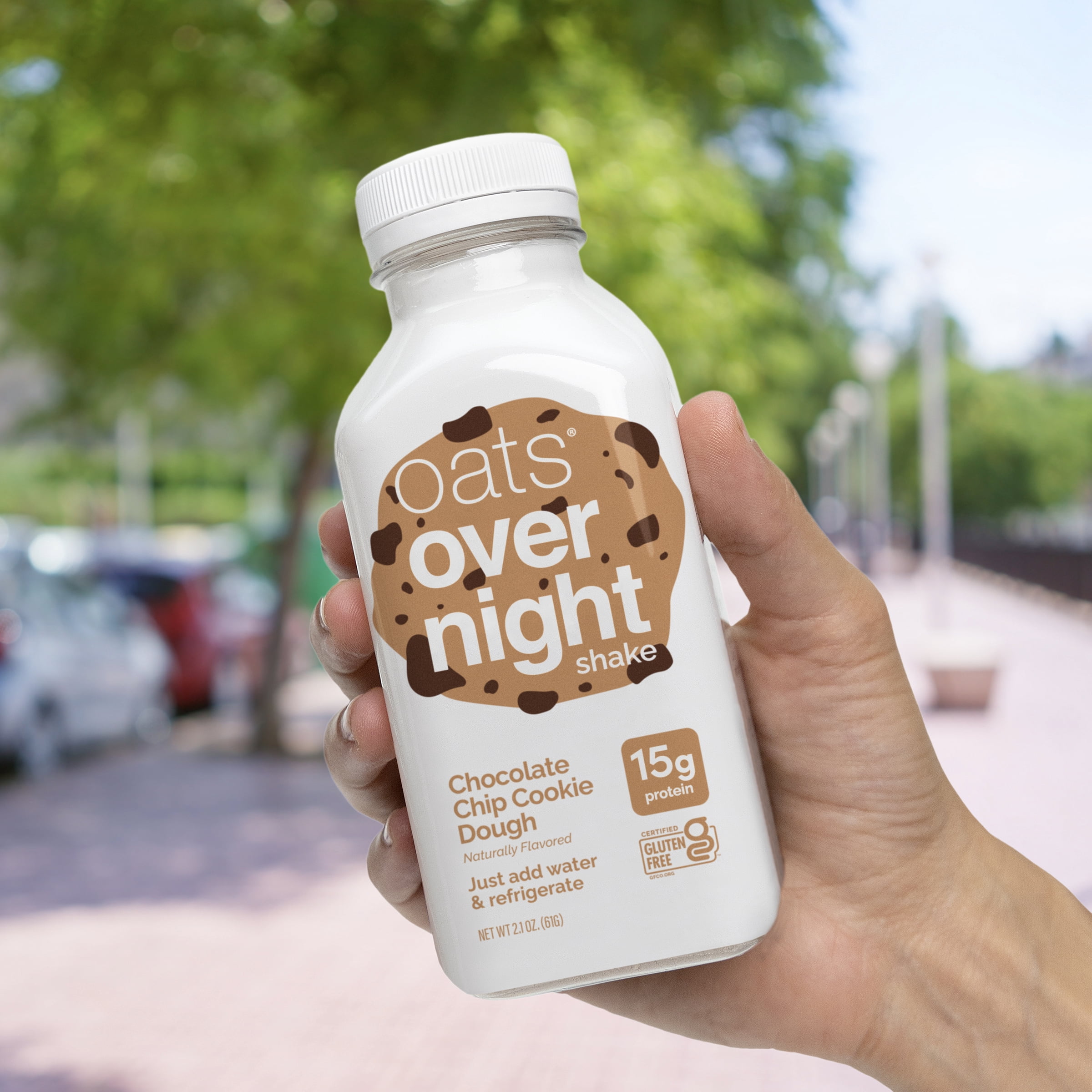 (10 pack) Oats Overnight Chocolate Chip Cookie Dough Protein Overnight Oatmeal Shake, 2.1 oz, 1 Count