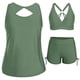 thumbnail image 1 of Tankini de moda para mujer, color sólido con cojín en el pecho y sin soporte de acero, traje de baño holgado con cordón dividido, trajes de baño de 3 piezas para mujer, trajes de baño tankini para muj, 1 of 6