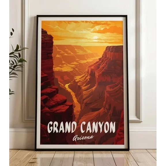 Kna Prints - United States Travel Poster - Grand Canyon Wall Art, Illustration Print For Home Decor, Living Room, Bedroom, Office, UNFRAMED-8x12
