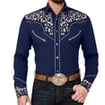 thumbnail image 5 of Conairie Western Shirts for Men Embroidered Cowboy Shirts Button Down Long Sleeve Shirt with Floral Design Navy XL, 5 of 6