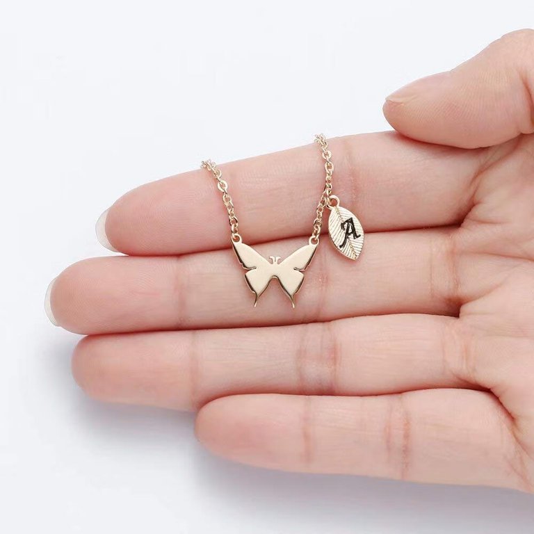 SMILEST Butterfly Necklace for Women Girls 14K Real Gold Plated