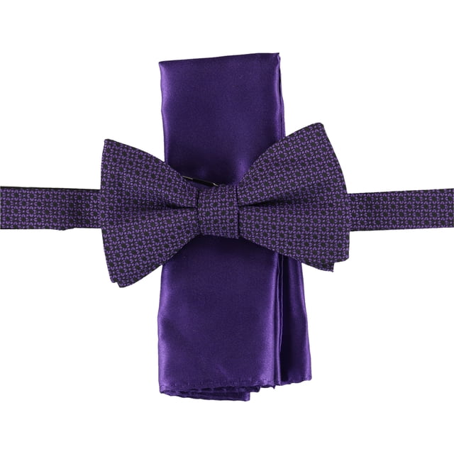 Alfani Mens Pocket Square Set Self-tied Bow Tie, darkpurple, One Size