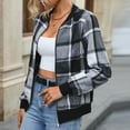 thumbnail image 5 of Womens'Autumn and Winter Fashion Plaid Jackets Plus Size Casual Long Sleeve Plaid Print Zipper Outwear Jackets, 5 of 8