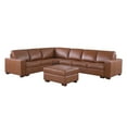thumbnail image 3 of PonLiving Brown Leather Sectional Sofa L Shape 2+2 Pieces Living Room Couch Set with Ottoman Solid Wood Construction for Apartments Offices Homes 53x39x34 inches, 3 of 6