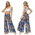thumbnail image 7 of Women's Wide Leg Palazzo Pants Summer Loose Casual Beach Boho Floral Printed Bohemian Belted Pants Trousers for Women Summer, 7 of 7