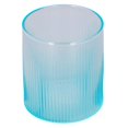 thumbnail image 3 of Taza de vidrio de borosilicato con rayas verticales degradadas para agua, leche, café con leche, capuchino, té, color azul, 3 of 14