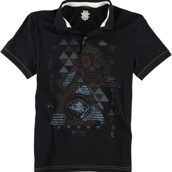 Jack & Jones Mens Graphic Polo Shirt, Black, X-Small