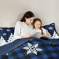 thumbnail image 4 of Homewish Abstract Xmas Tree 7pcs Bedding Comforter Set,Chic Snowflake Queen Bedding Sets,Blue Plaid Grid Queen Sheet Sets For Kids,Ultra Soft Home Decor Reversible, 4 of 8