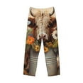 thumbnail image 6 of Uemuo Bucket Flower Cow Pattern Men's Wide Leg Palazzo Lounge Pants with Pockets Light Weight Loose Comfy Casual Pajama Pants-Small, 6 of 9