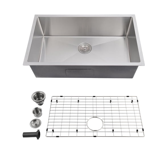 AKDSteel Stainless Steel Undermount Kitchen Sink, Single Bowl, 27x18x9"/22x18x9" Bar or Prep Sink with Basket Strainer