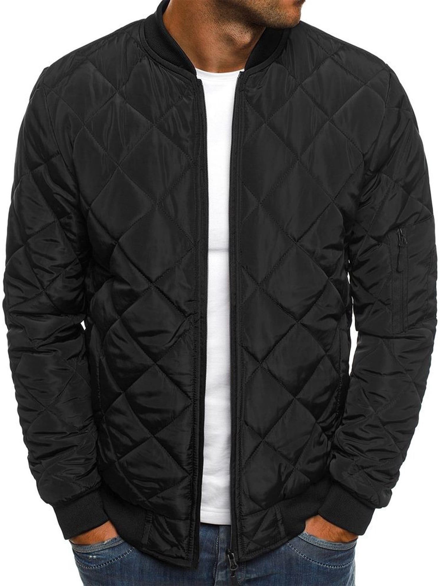 MADHERO Mens Bomber Jacket Quilted Lightweight Winter Outerwear Coat 