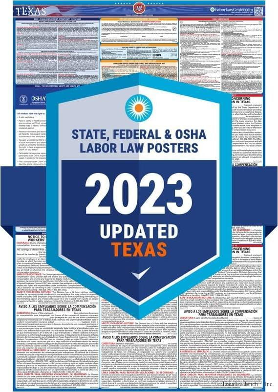 2023 Texas State & Federal Labor Law Poster OSHA Workplace Compliant