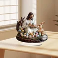 thumbnail image 7 of AZXY Easter Bunny Ornament Decoration,Easter Tabletop Decor,Jesus and Bunny Statue Indoor Easter Decor,Easter Religious Surprise, 7 of 7